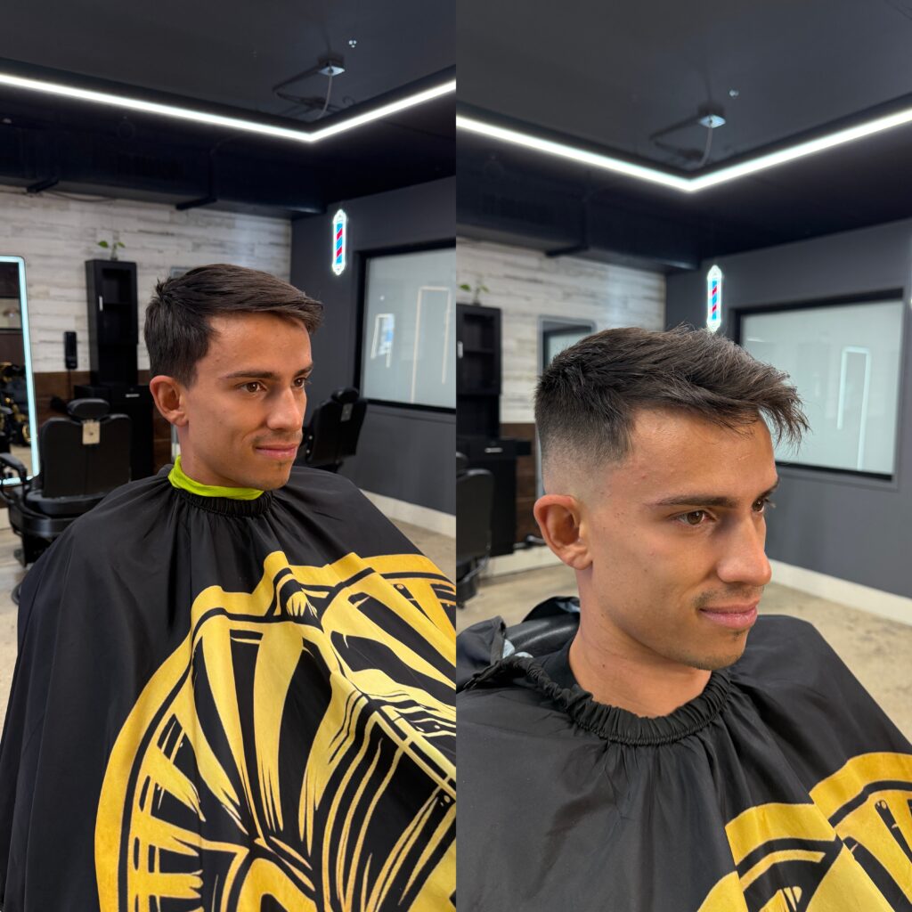 Barber giving a haircut in Hollywood, FL